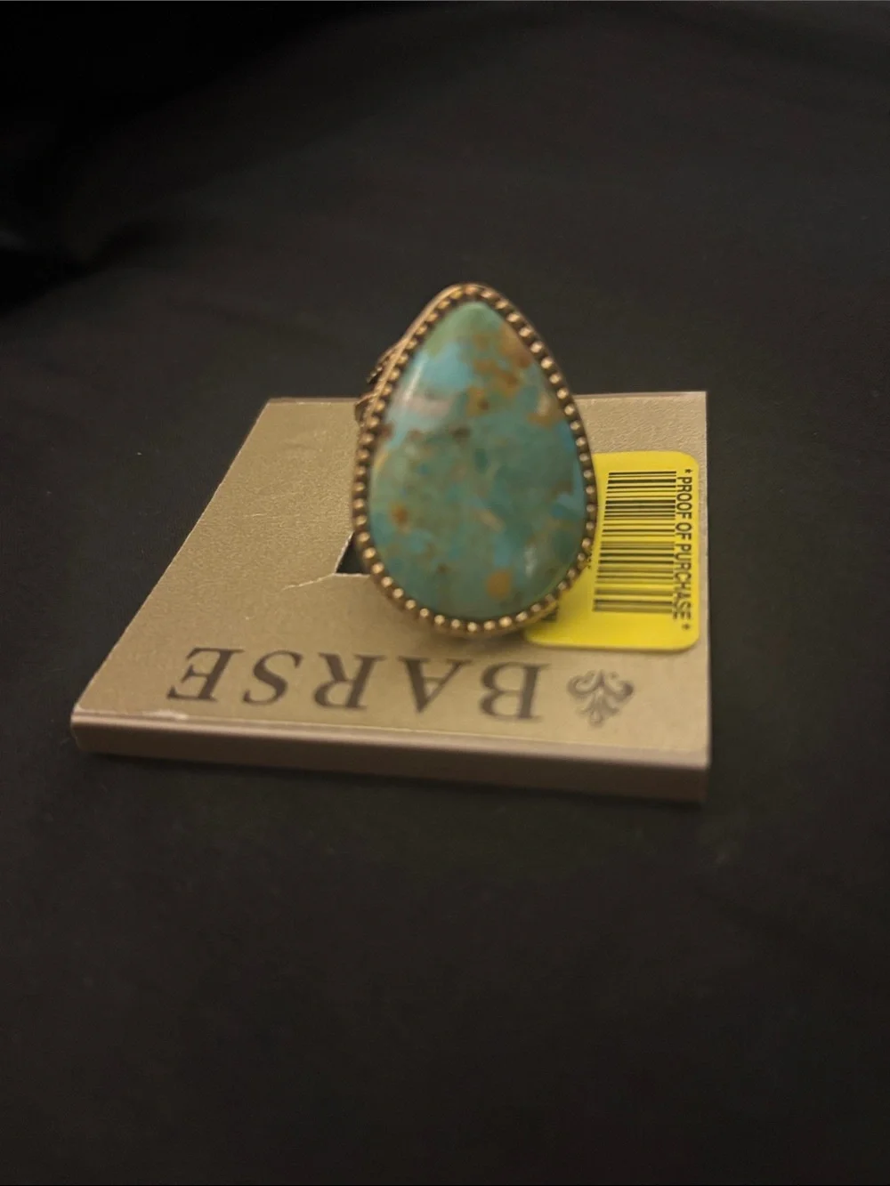 Studio Barse Teardrop Turquoise Blue and Bronze Ring